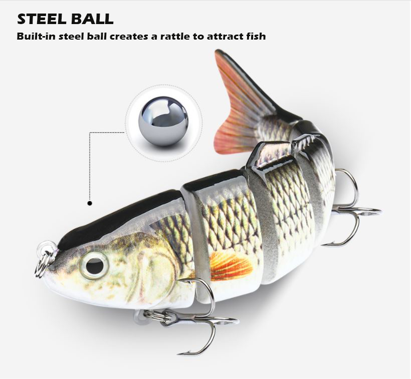 6 segment fishing lures Segmented Lure Jointed Swimbait myessenziales The hook size is a 1/0 for both the front and back. 10pc Fishing Lure With 3D