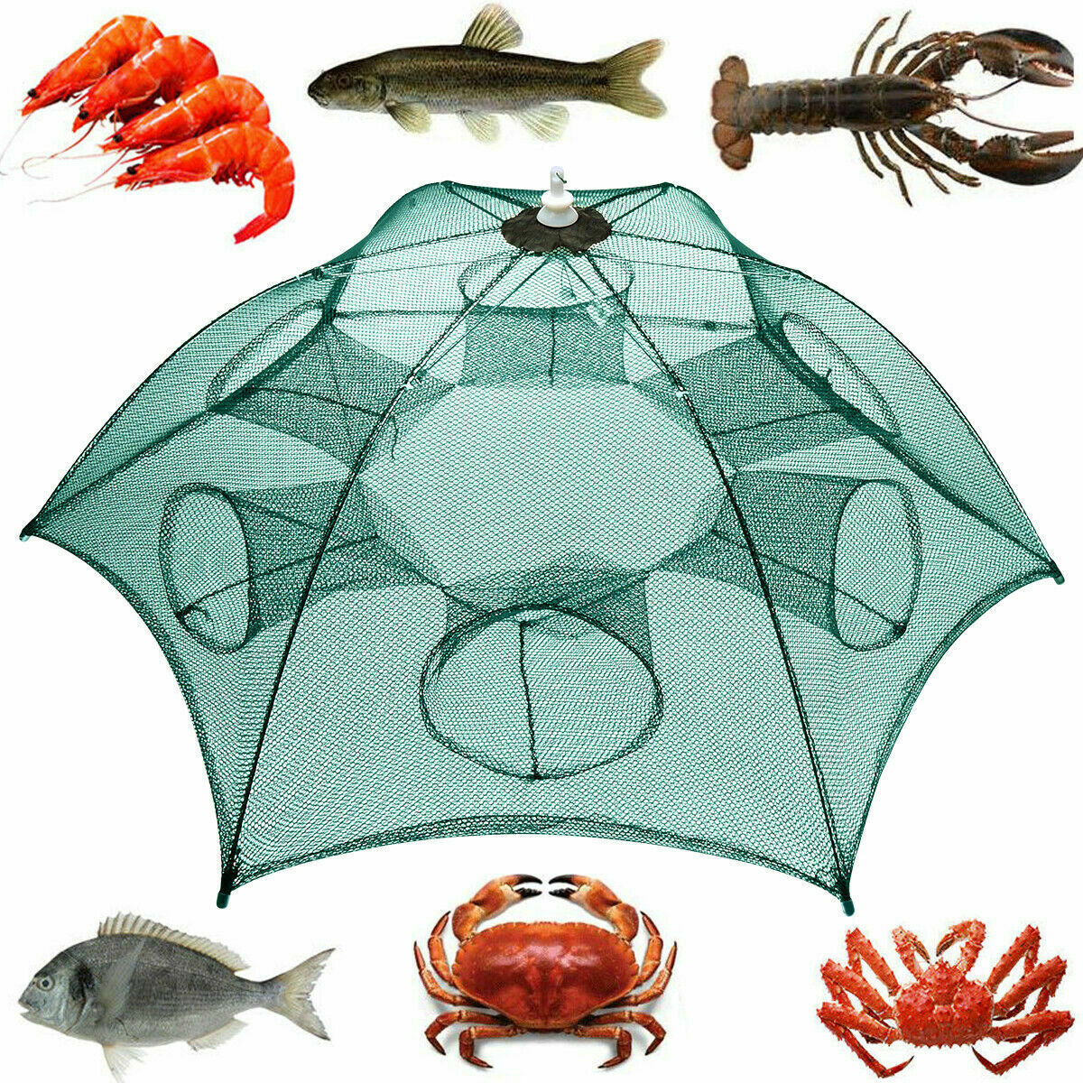 Folding Fish Trap, Fishing Net, Foldable Cast Iron Mesh Landing Bait Net  For Minnow Crab Shrimp Crayfish Catfish High Quality A