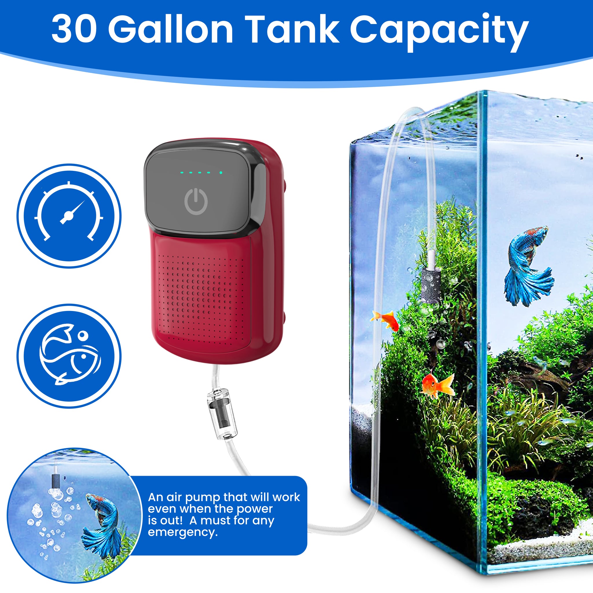 USB Rechargeable Portable Air Pump Aerator - Oxygen Bubbler For Fish Tank