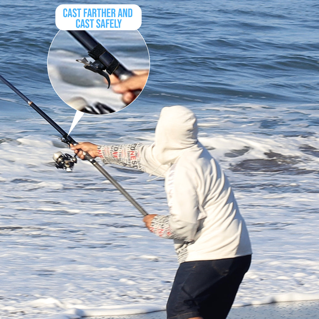 Cast Cannon Casting Aid with Our Original Easy Removable & Adjustable Straps for Fishing Rods