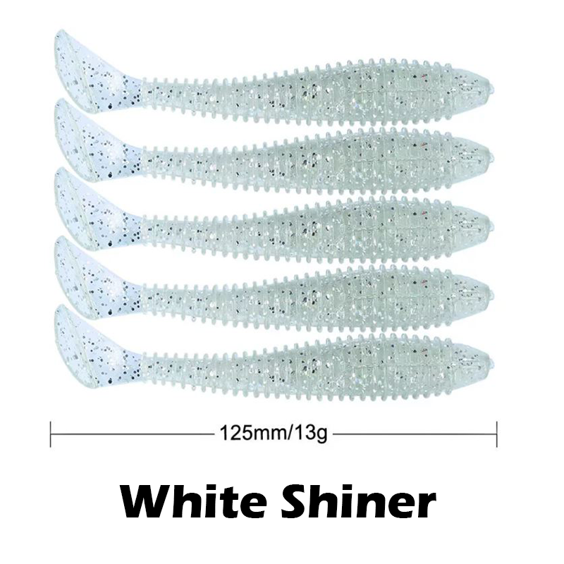 T-Tail Soft Ribbed Swimbait Fishing Lures - 5 in. (5 pack)